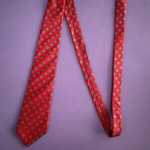 TATTERSALL Men's 100% Italian Silk Neck Tie Made in USA Red Gray